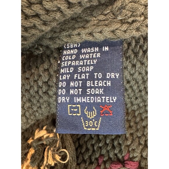 Vtg 90's Tommy Hilfiger Knit Nordic Fisherman Sweater Men’s Sz L Hunter Green - Picture 5 of 8